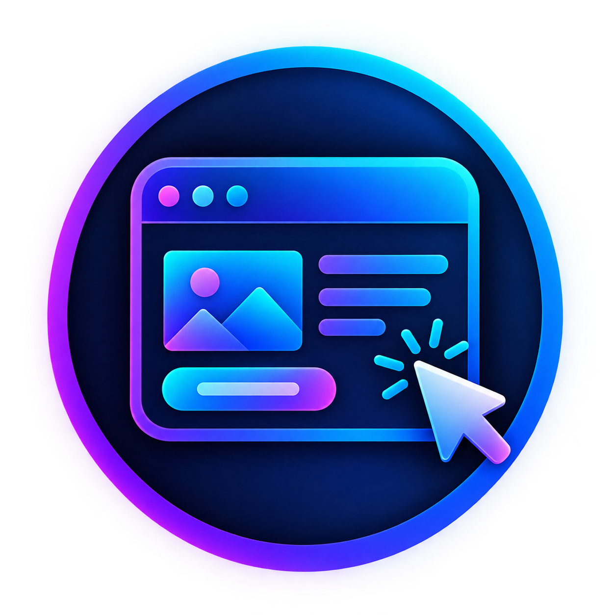 Website design icon with browser window and cursor